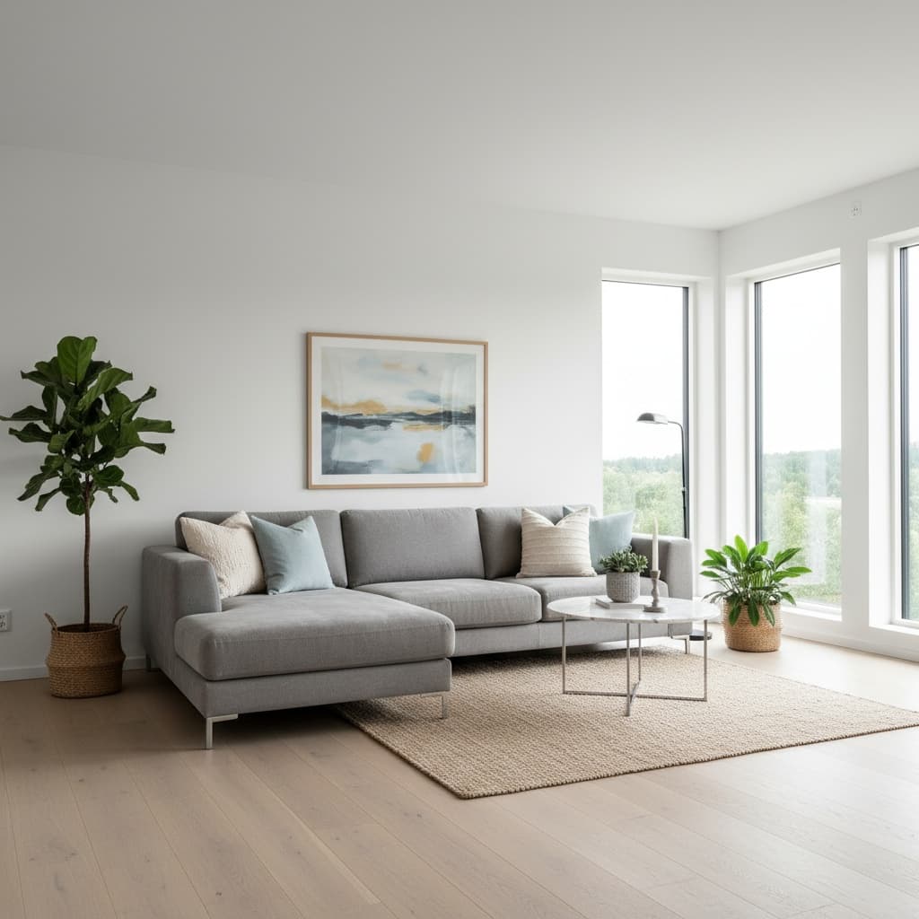 Modern minimalist living room designed with AI