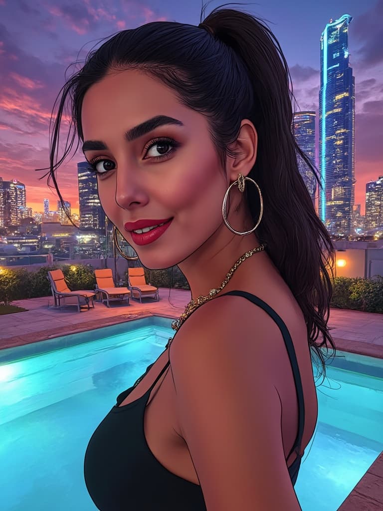 AI-generated GTA action poster scene with cars and cityscape.