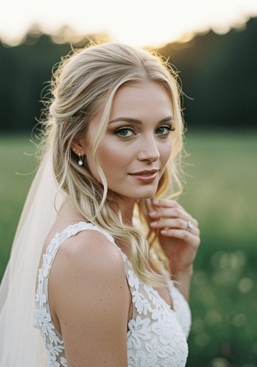 AI-generated wedding portrait of a couple in a beautiful, classic wedding scene.