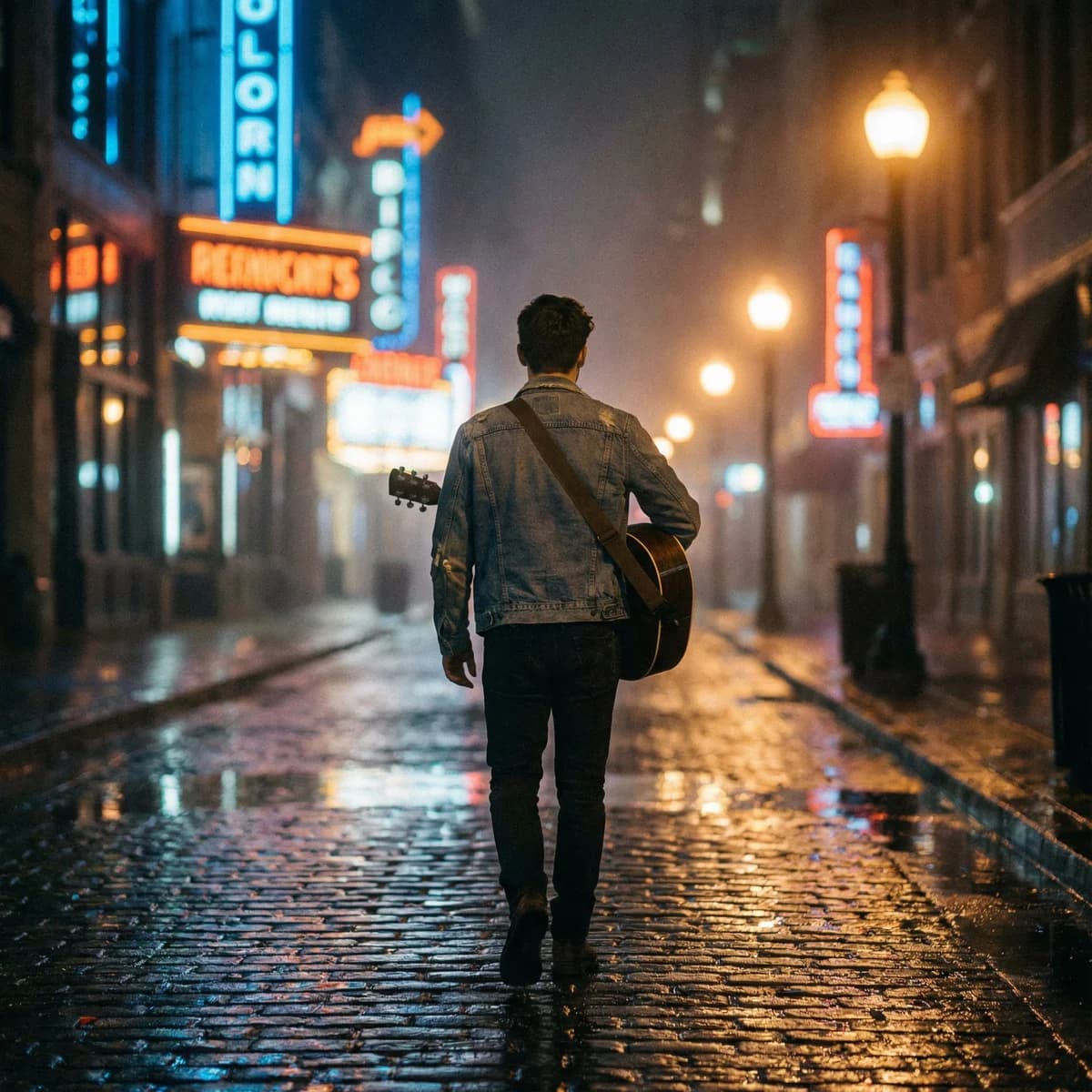 Album Cover - Guitar in City – AI photo prompt example