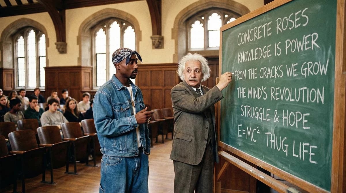 Tupac & Einstein - Princeton – AI photo prompt example
