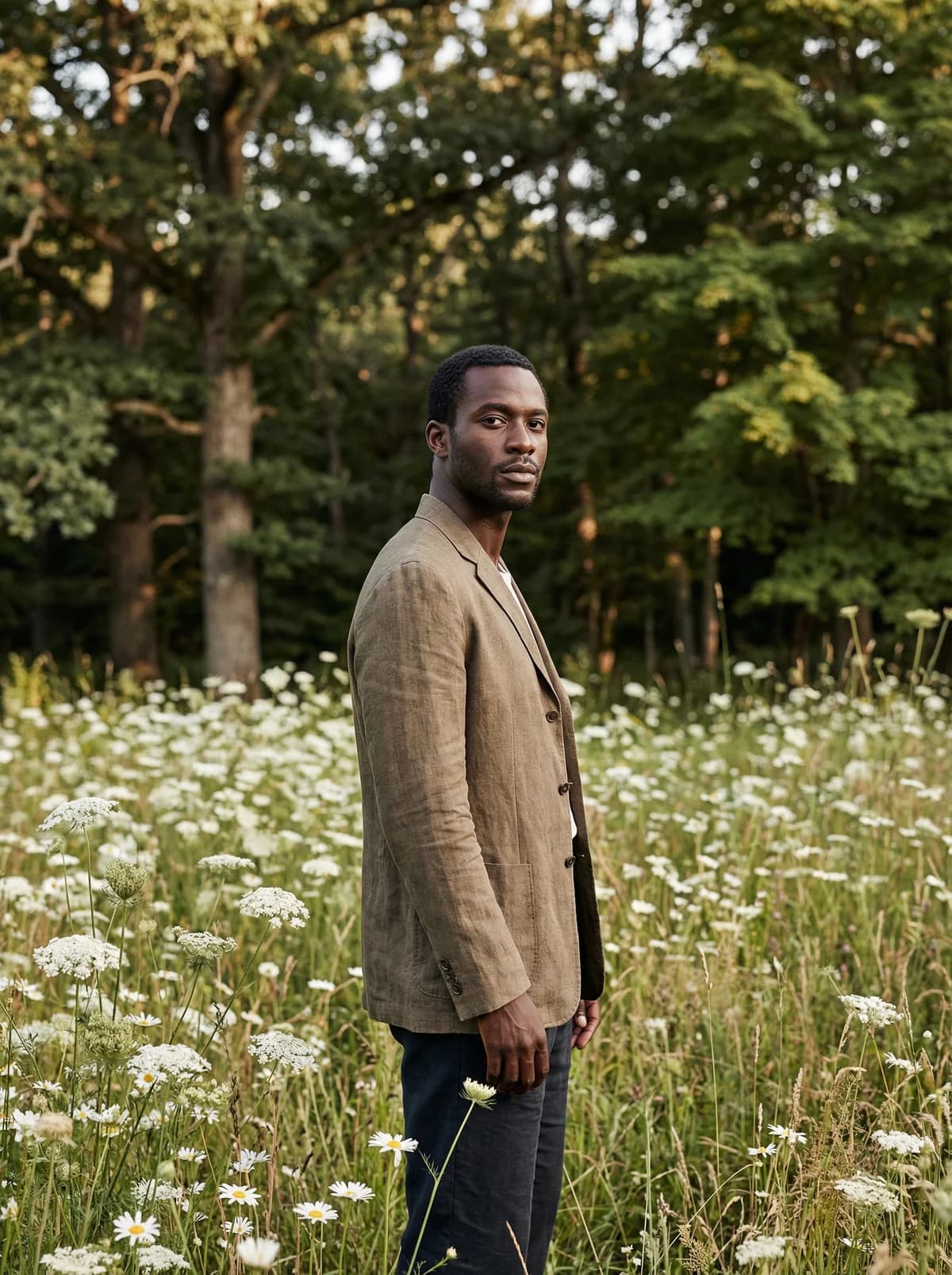 Male Model - Nature & Flowers – AI photo prompt example