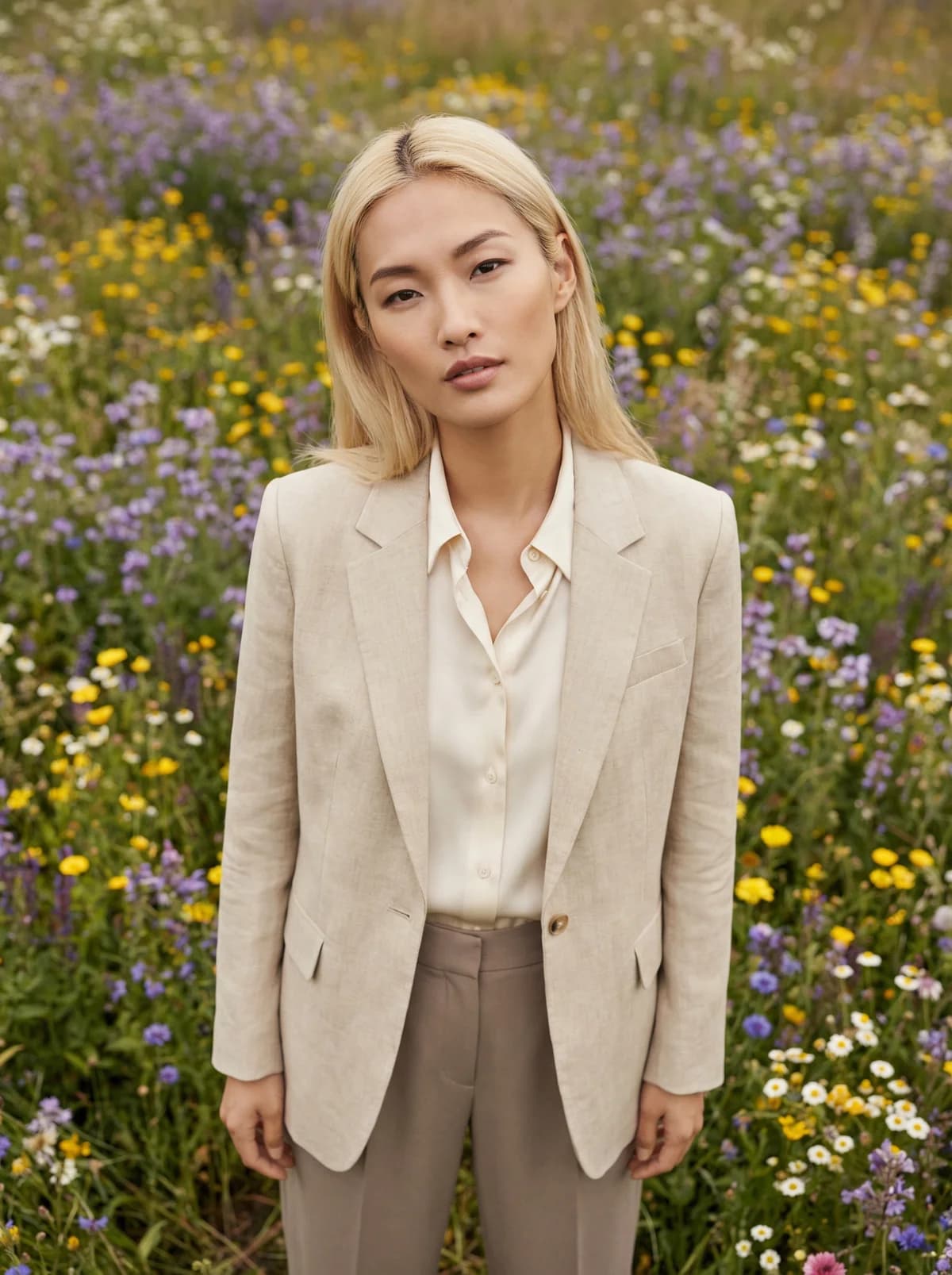 Asian Model - Wildflower Field – AI photo prompt example