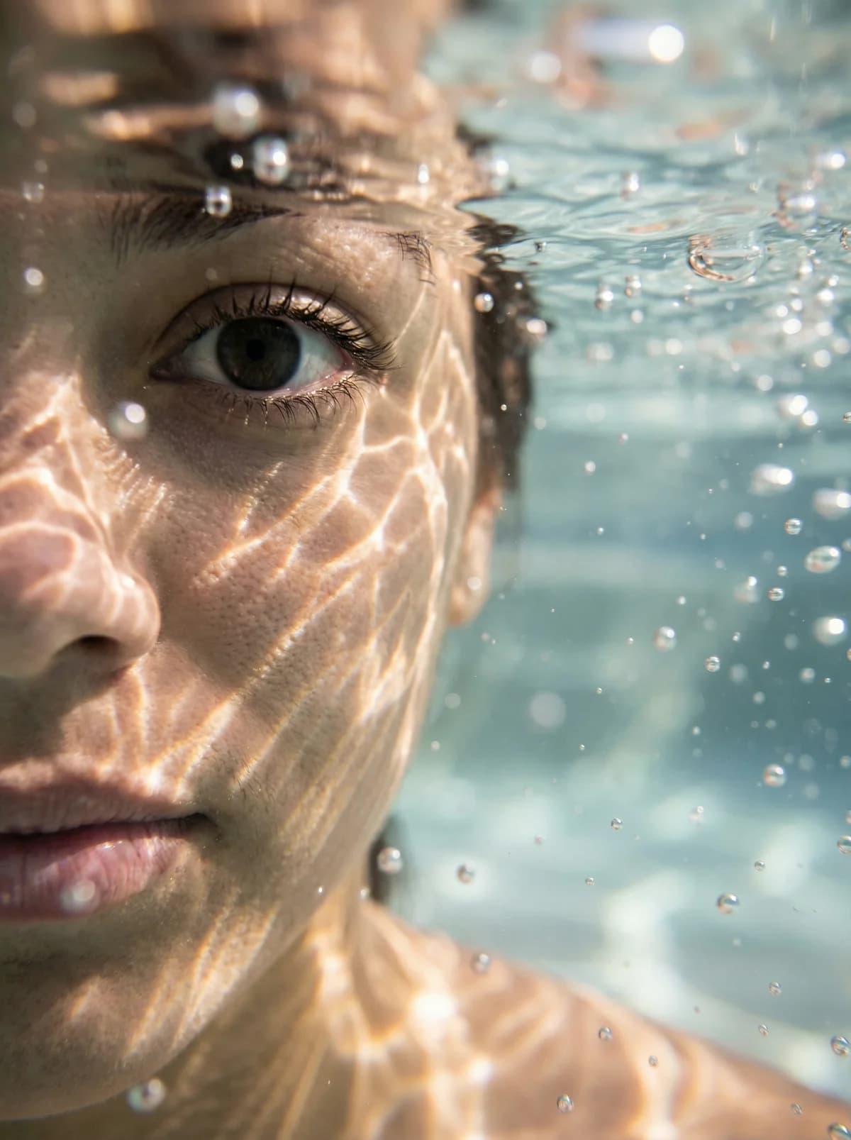 Face Submerged - Water Portrait – AI photo prompt example