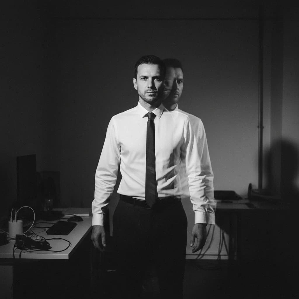 Double Exposure - Office Portrait – AI photo prompt example