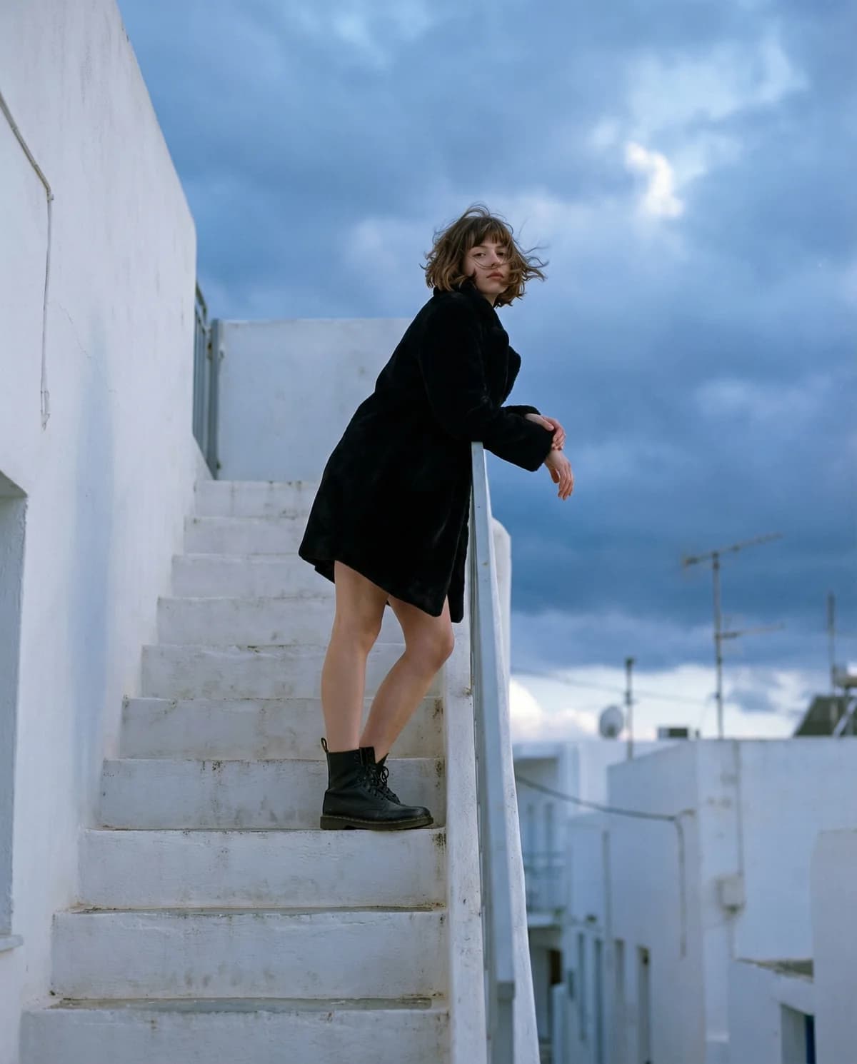 Greek Stairway - 1990s Editorial – AI photo prompt example