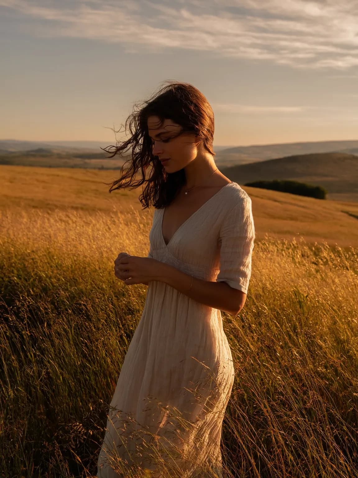 Sunlit Field - Contemplative – AI photo prompt example