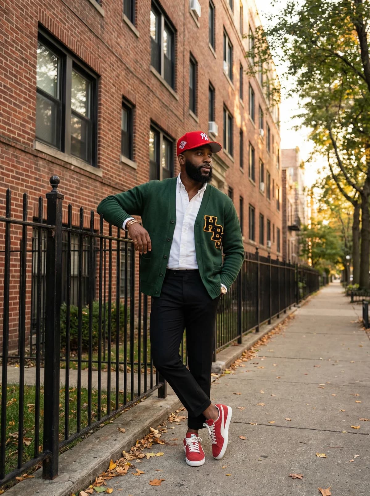 Varsity Cardigan - Urban Style – AI photo prompt example