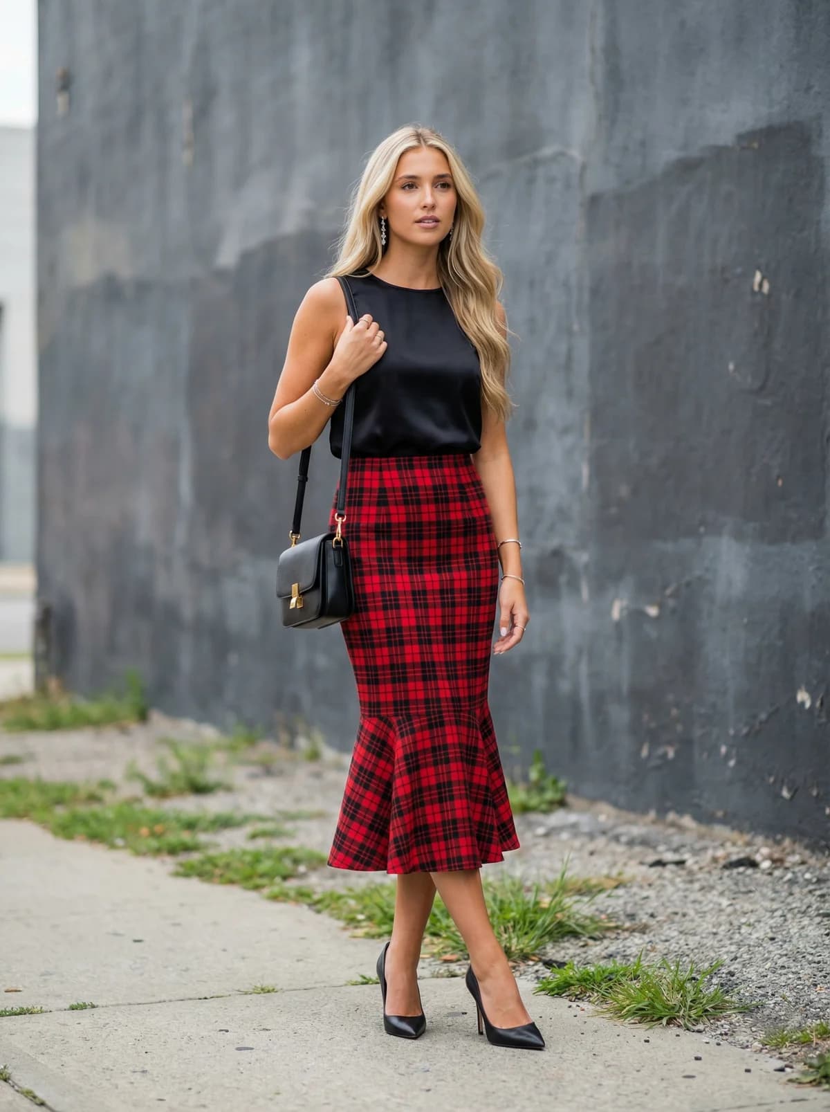 Urban Wall - Plaid Skirt – AI photo prompt example