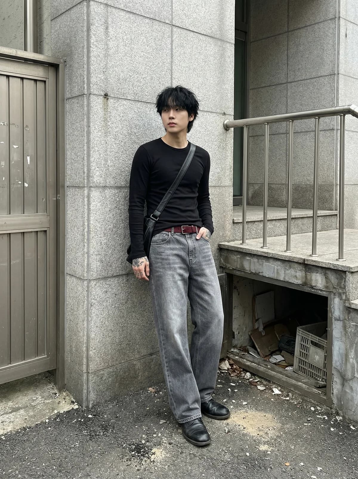 Concrete Wall - Male Streetwear – AI photo prompt example