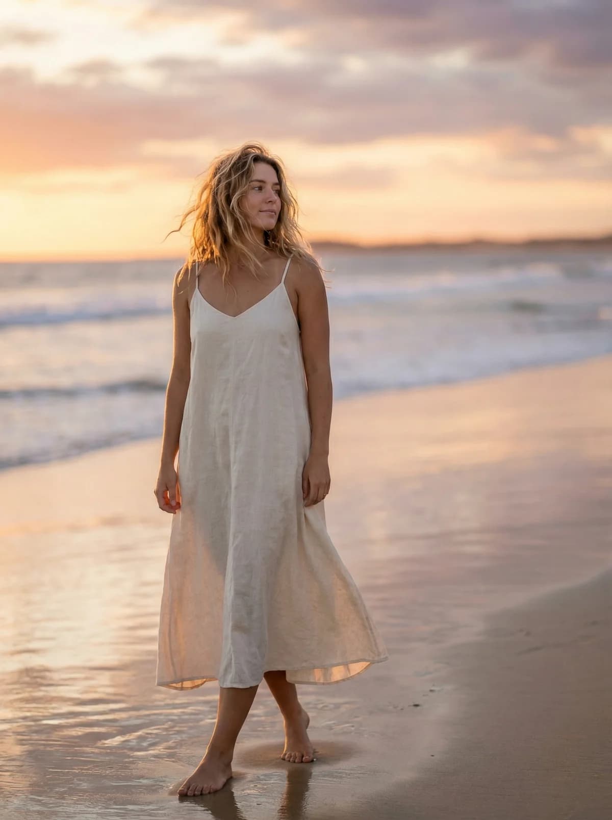 Golden Hour Beach - Sundress – AI photo prompt example