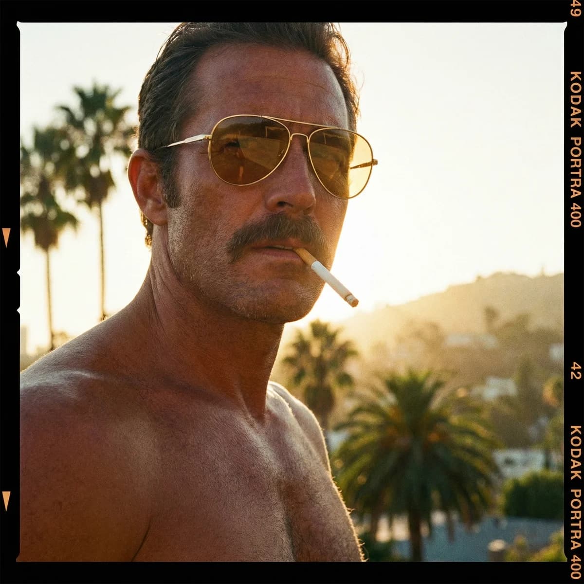 Retro 70s - Hollywood Male – AI photo prompt example