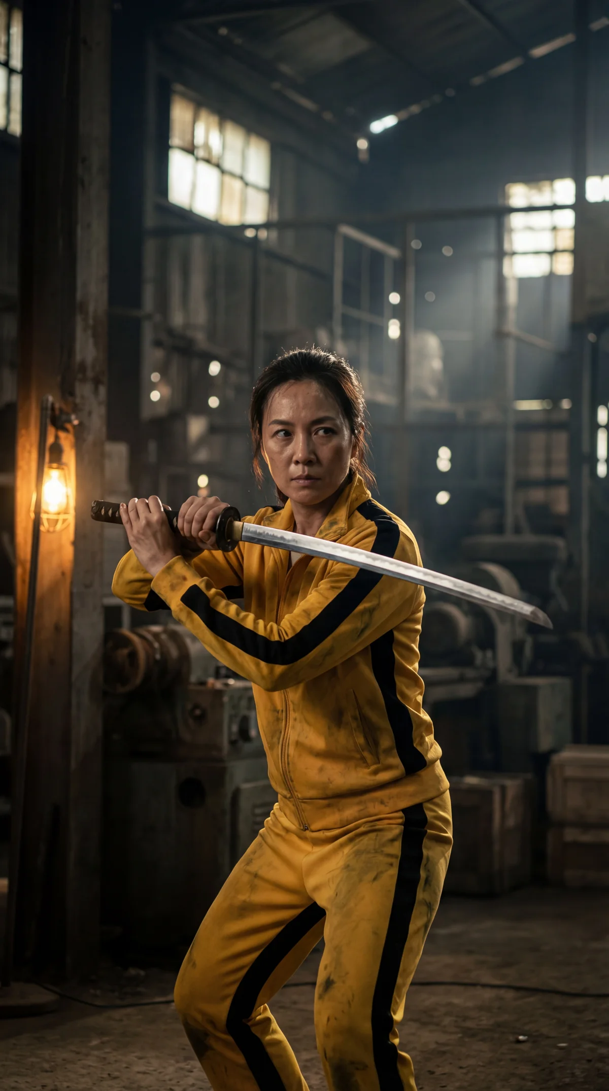 Revenge Action - Yellow Tracksuit – AI photo prompt example