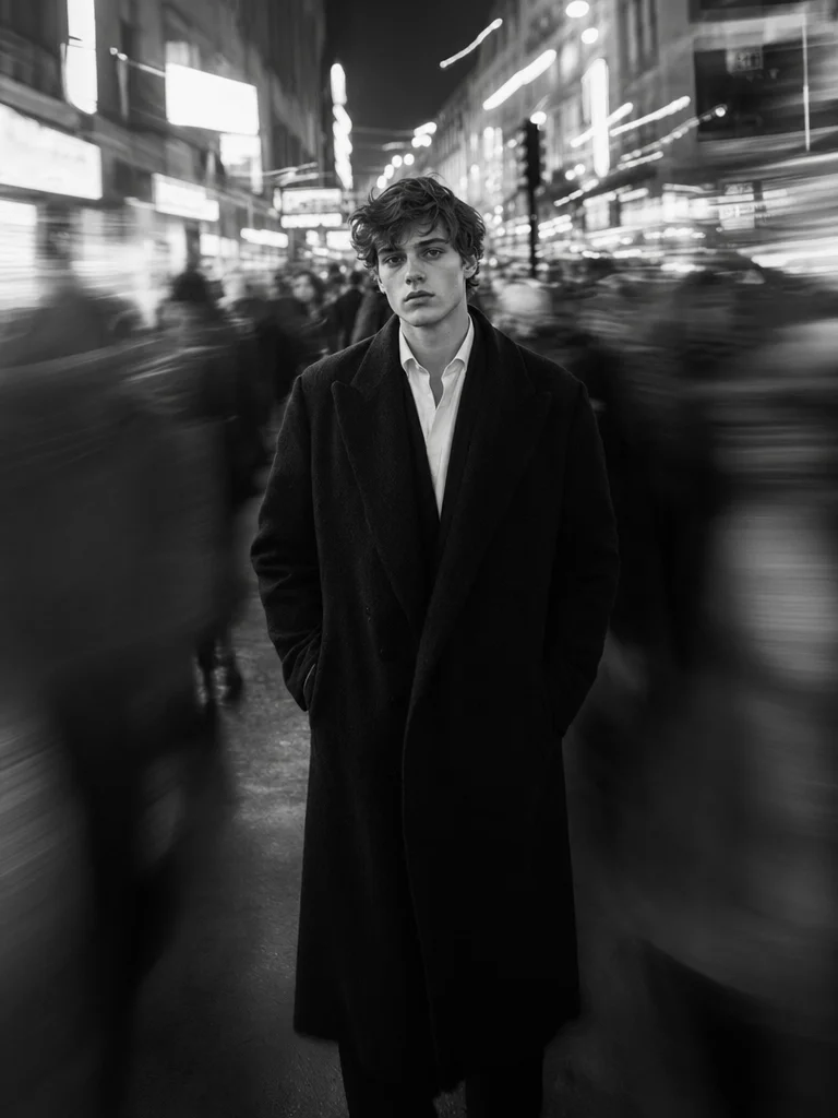 Monochrome Night Urban - Long Exposure – AI photo prompt example