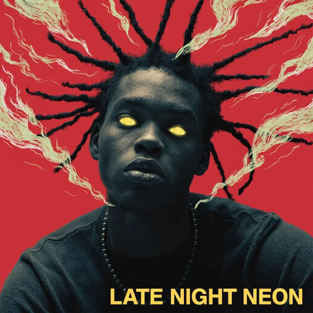 Late Night Neon - Vinyl Cover Portrait – AI photo prompt example