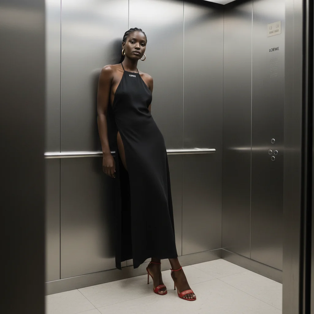 Elevator - LOEWE Dress Editorial – AI photo prompt example