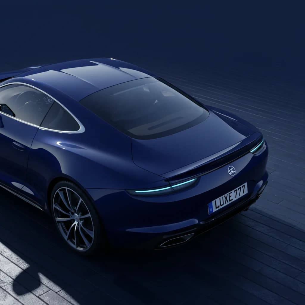 Luxury Car - Blue Surface – AI photo prompt example