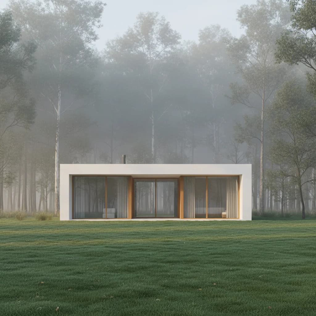Modern House - Misty Forest – AI photo prompt example