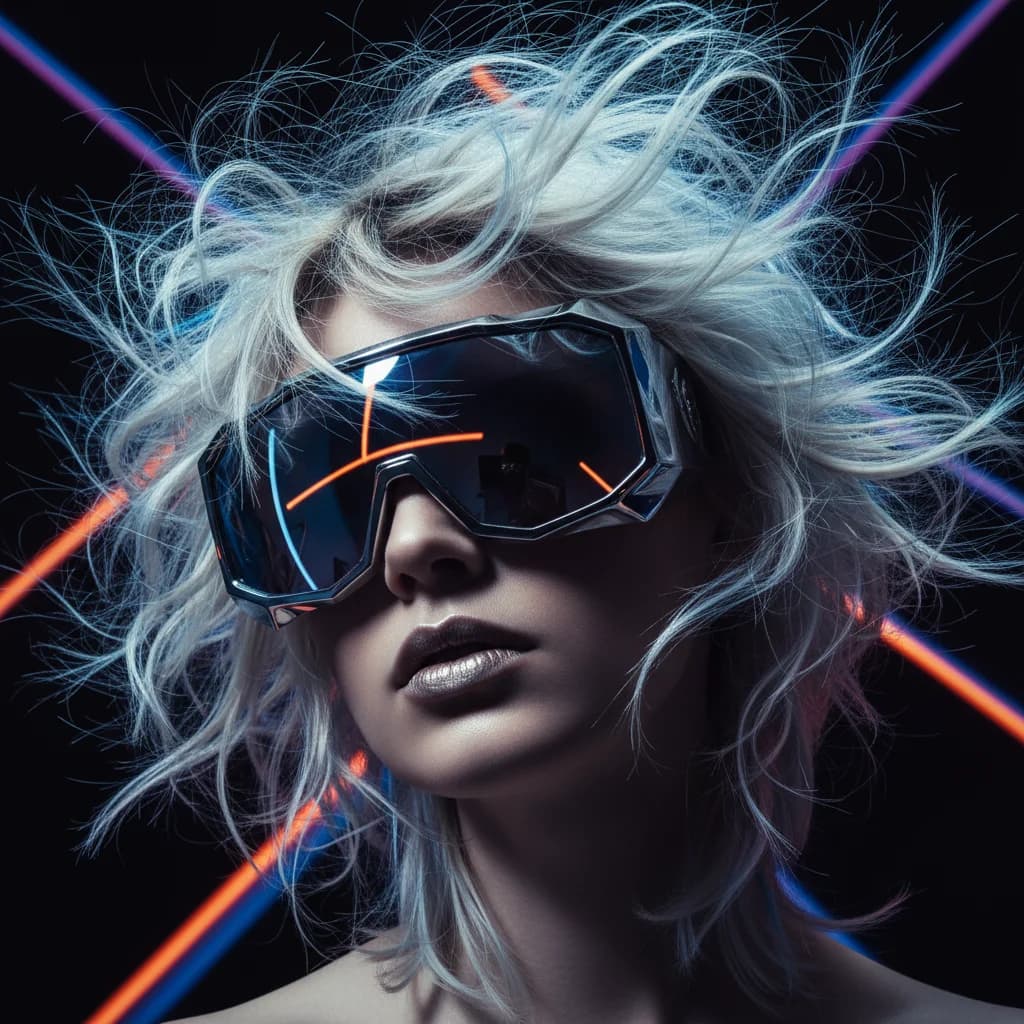 Futuristic Sunglasses Editorial – AI photo prompt example