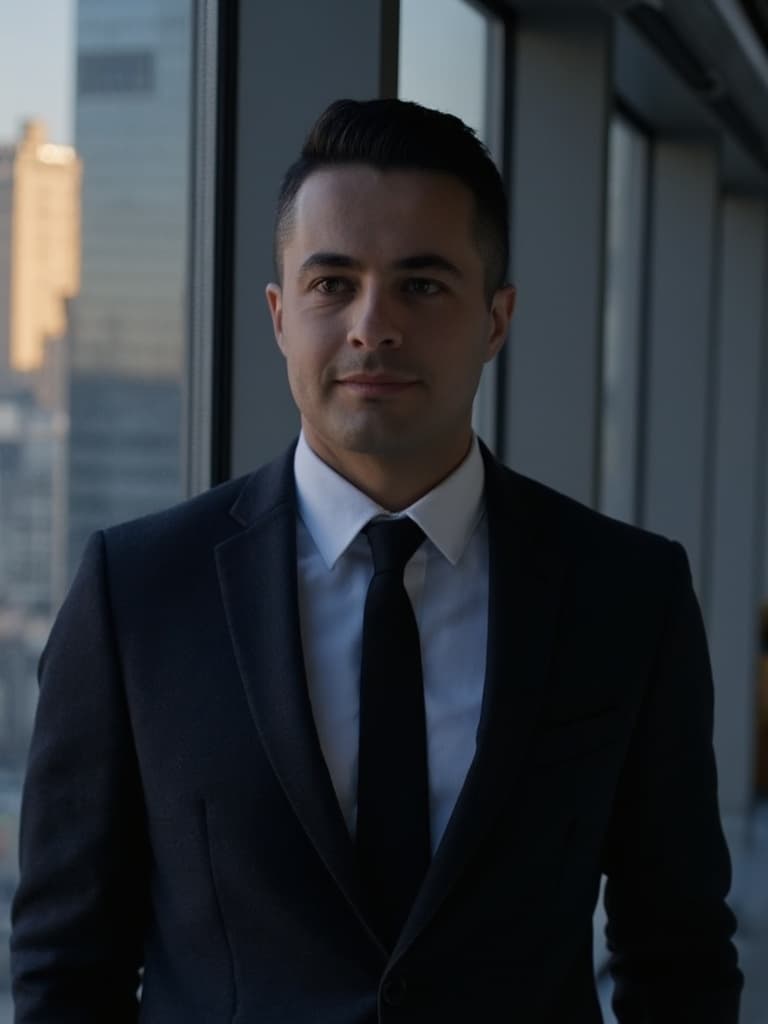 AI-generated corporate headshot for team pages and Slack profile pictures