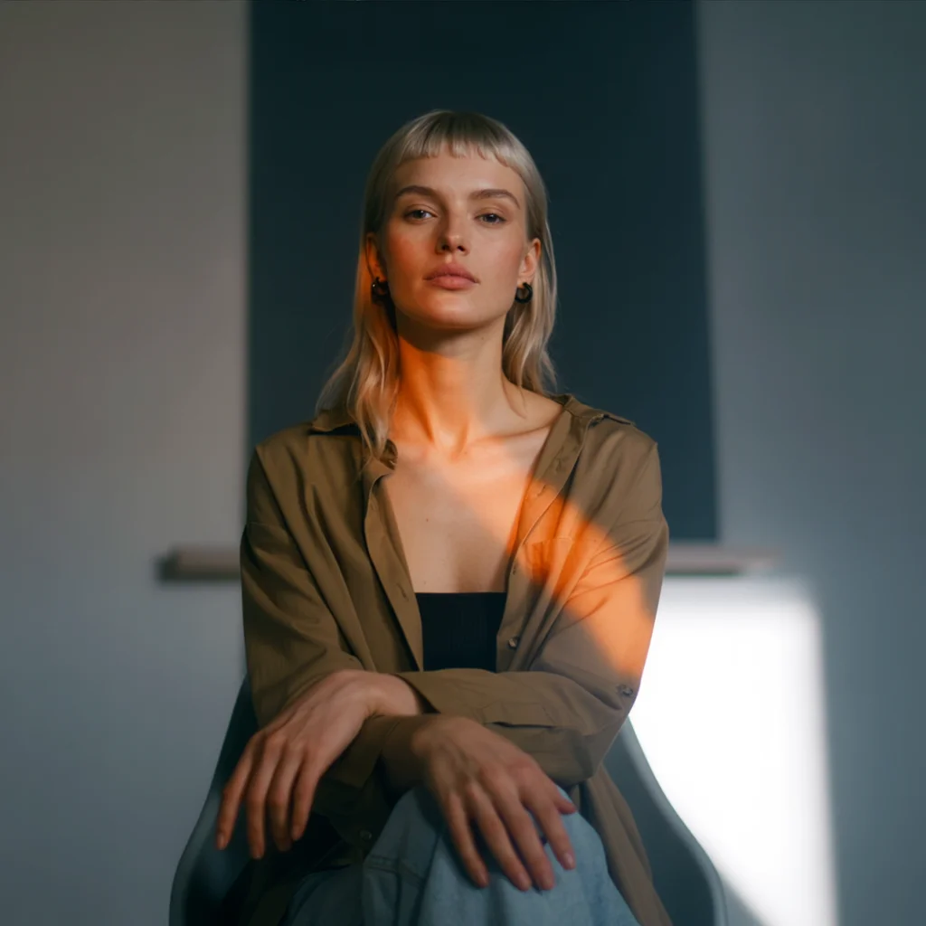 Artistic Portrait with Orange Light