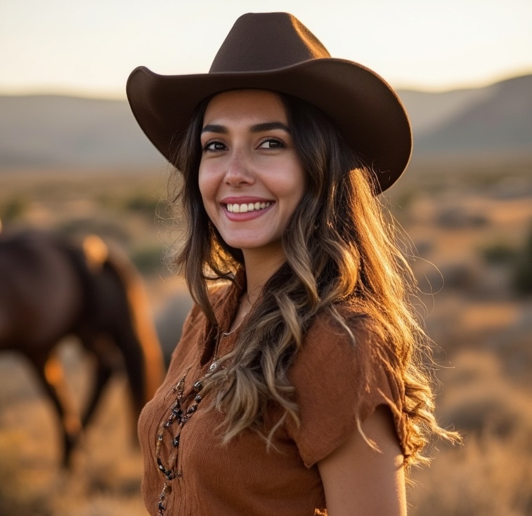 AI generated image of the woman as a cowboy