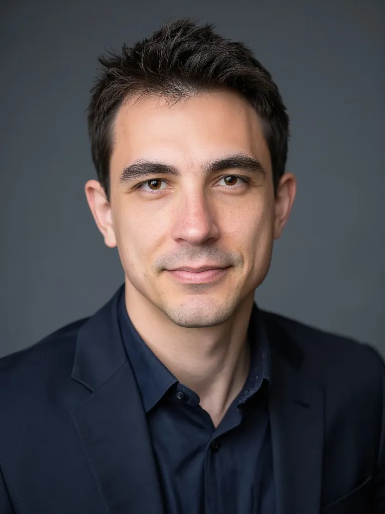 Studio-lit professional AI headshot of a man for a résumé and company directory photo
