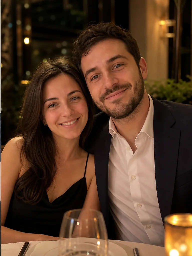 Romantic golden-hour AI couples portrait